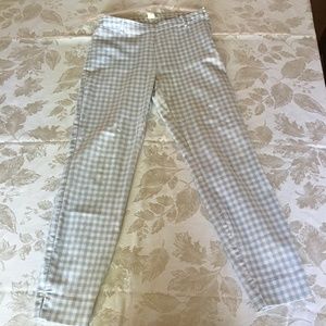 Light blue and white gingham cigarette pants